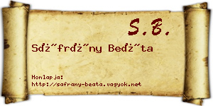 Sáfrány Beáta névjegykártya