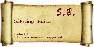 Sáfrány Beáta névjegykártya